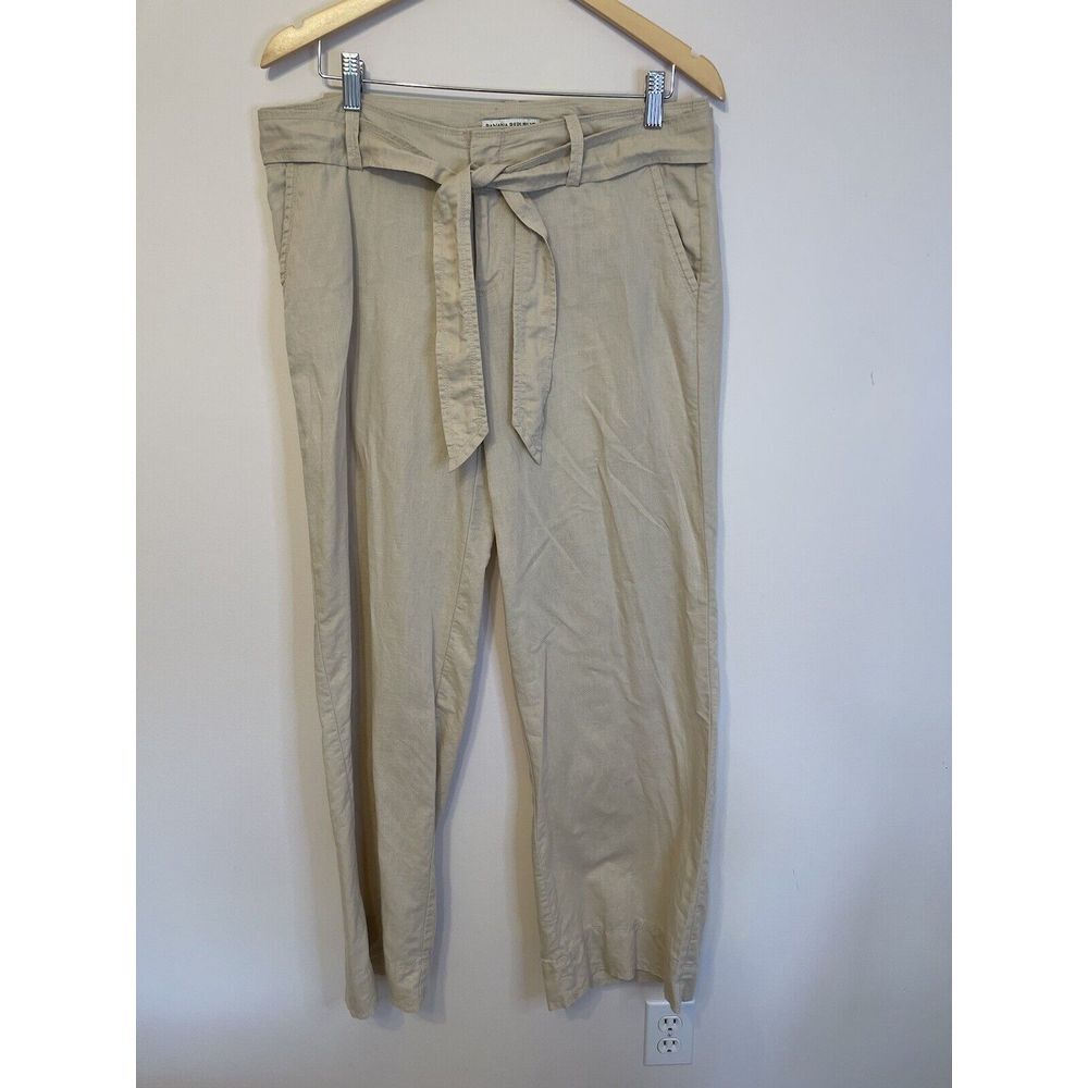Banana republic Womens Pants The Martin‎ Linen Cotton Belted Size 10 Cool Career